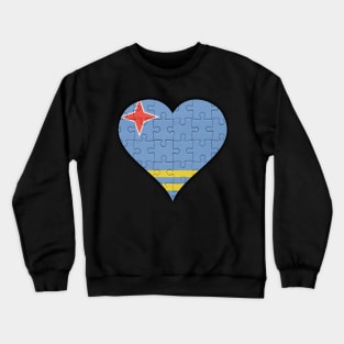 Aruban Jigsaw Puzzle Heart Design - Gift for Aruban With Aruba Roots Crewneck Sweatshirt